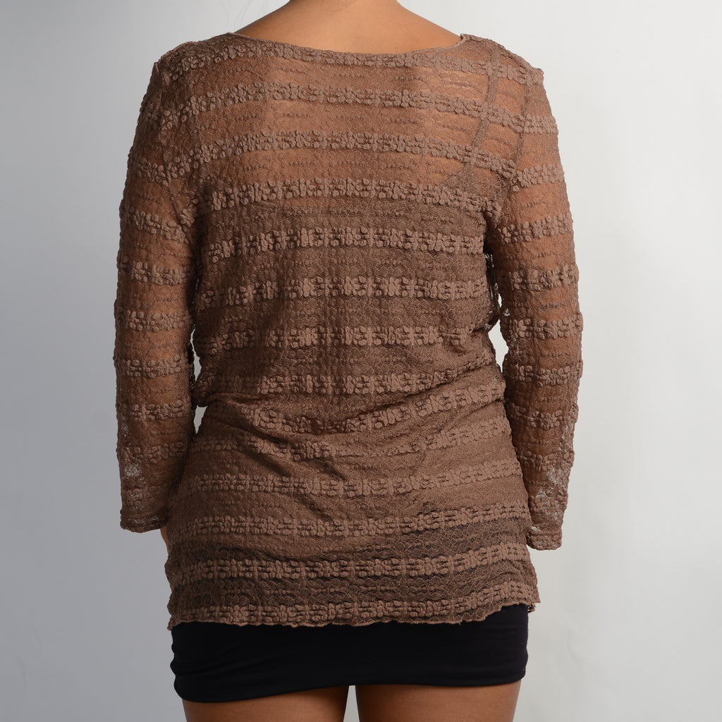 BROWN LACE LAYERED TOP