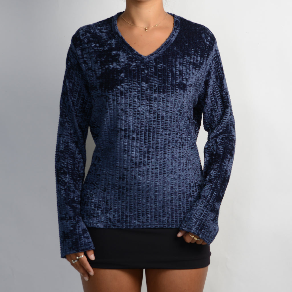 NAVY CHENILLE TOP