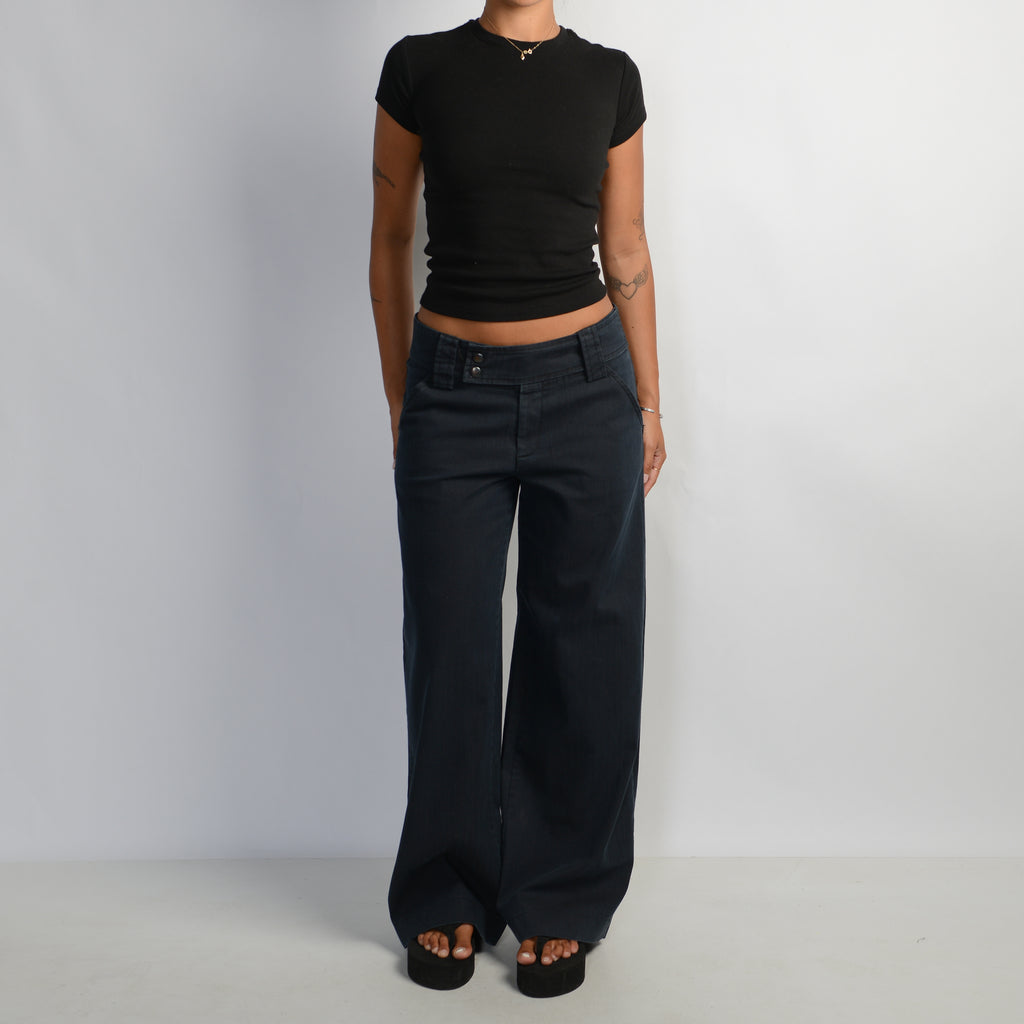 NAVY WIDE LEG TROUSERS