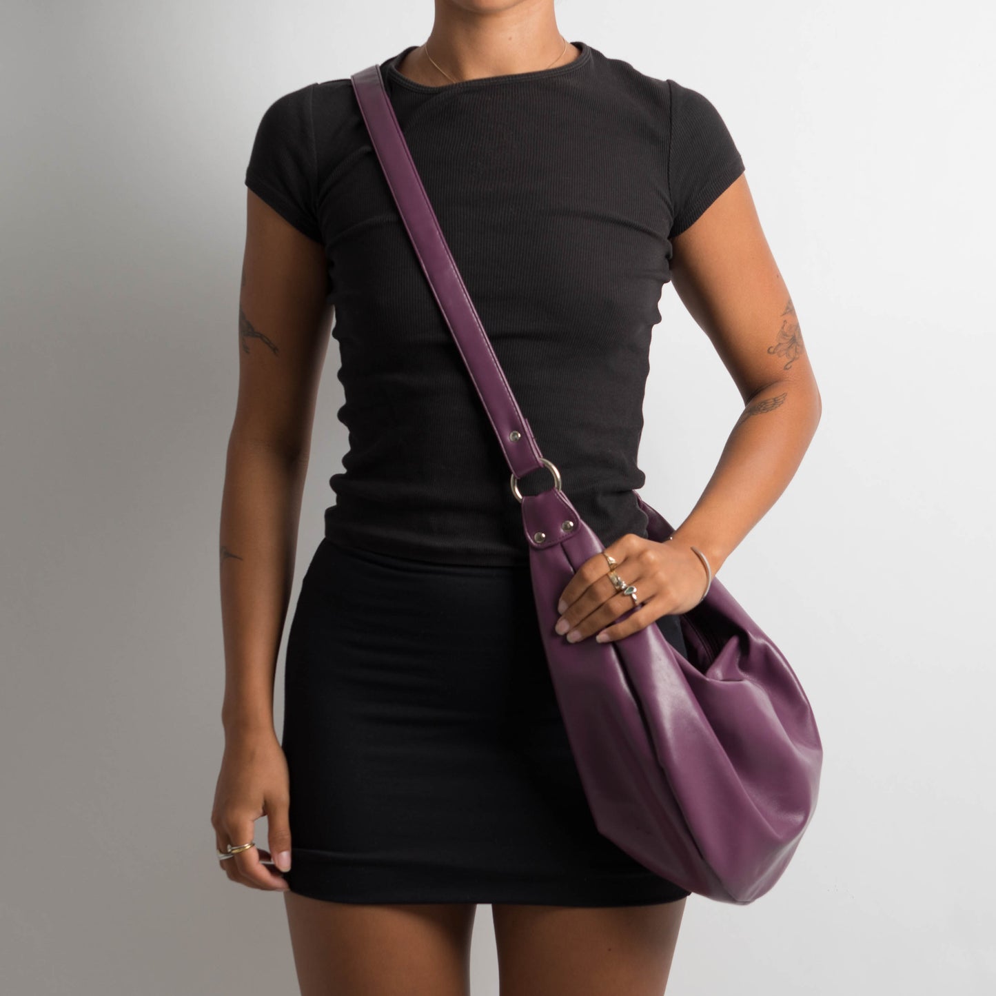 PURPLE FAUX LEATHER BAG