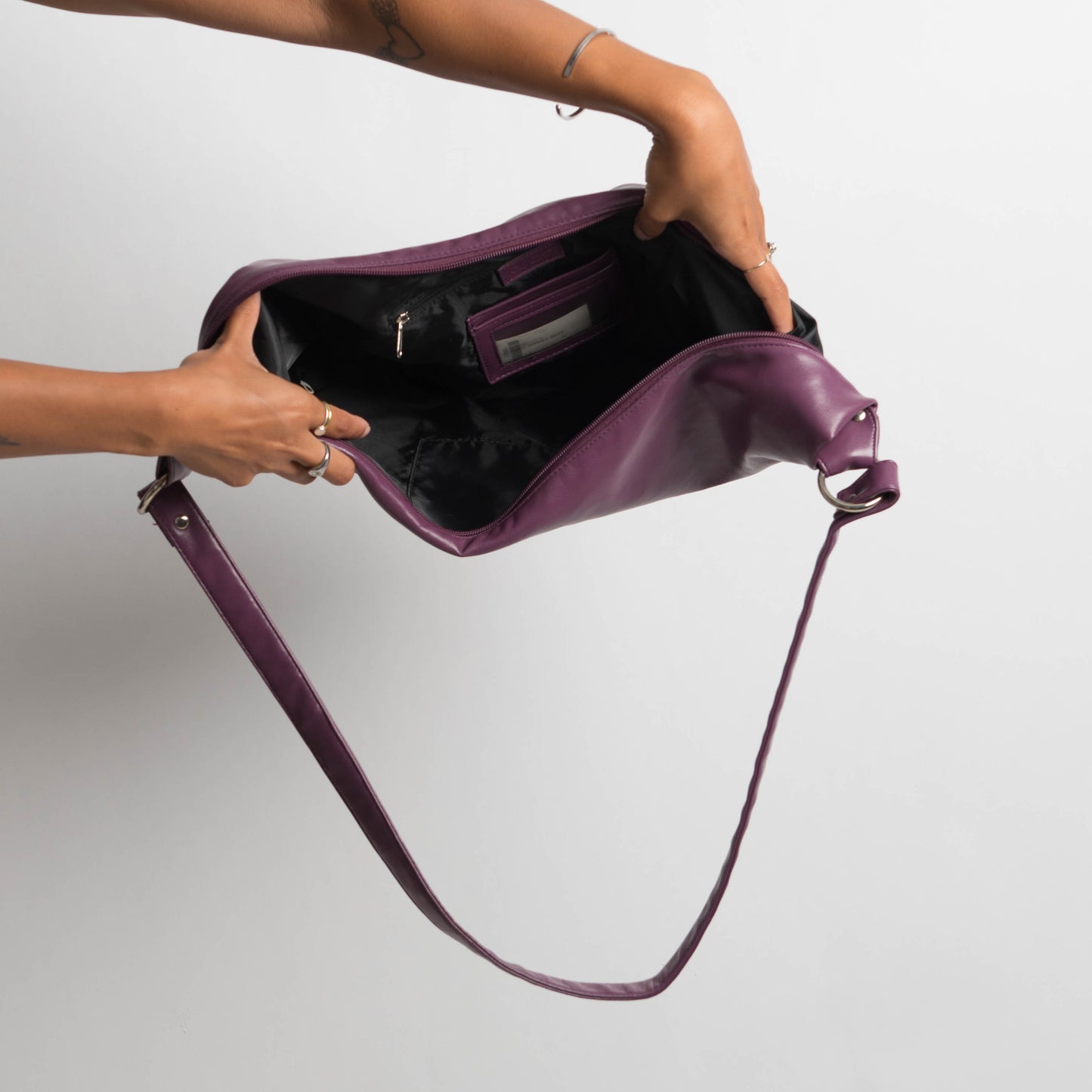 PURPLE FAUX LEATHER BAG