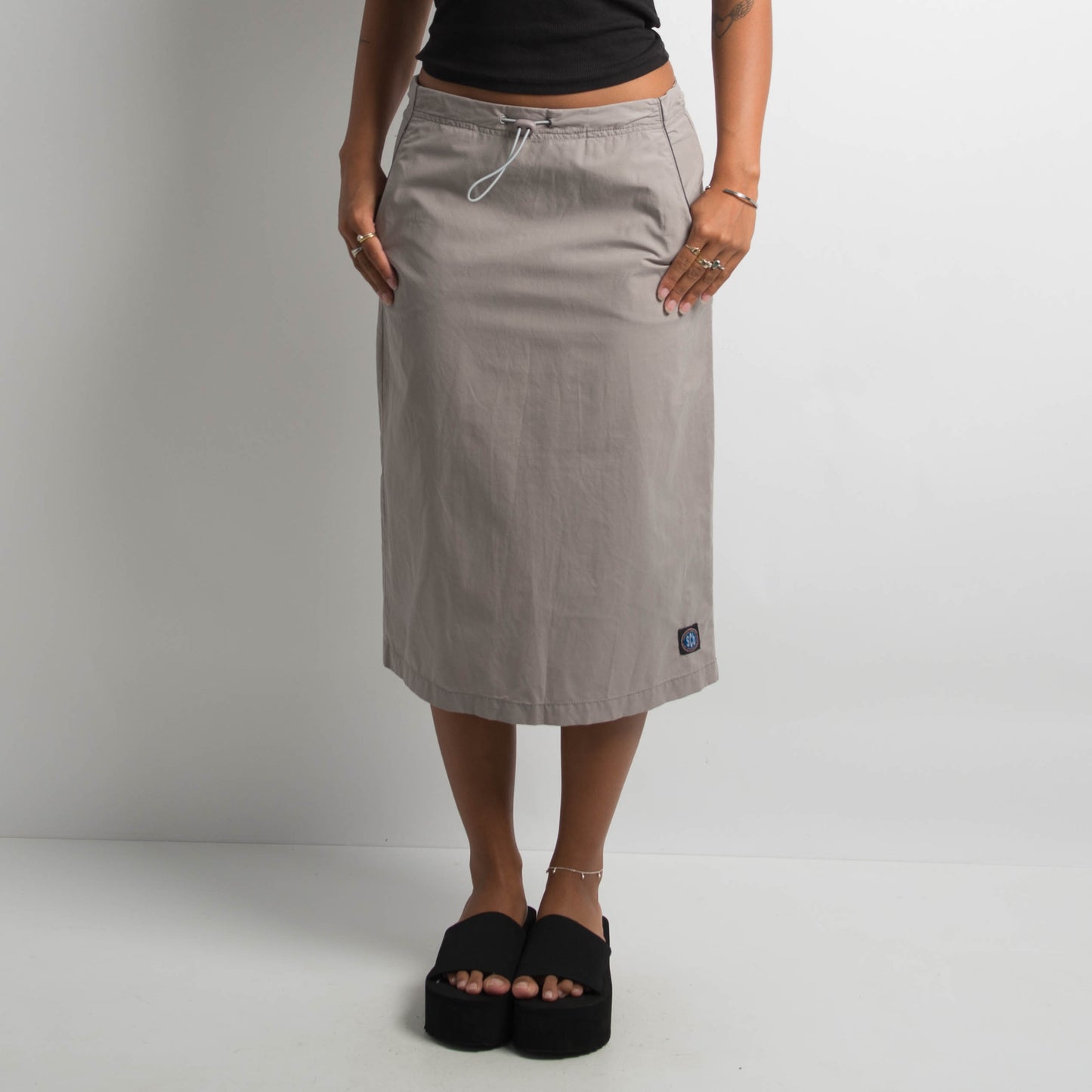 GREY PARACHUTE MIDI SKIRT