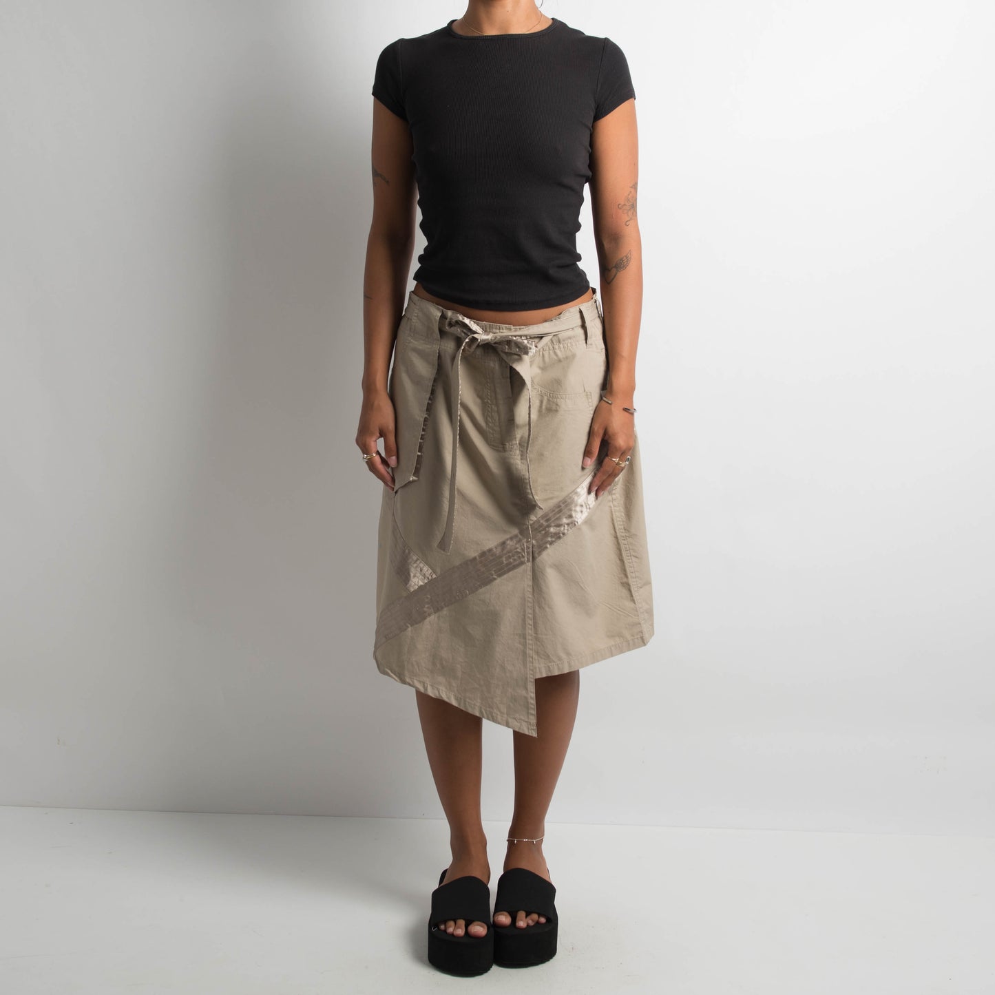 TAN ASYMMETRIC UTILITY SKIRT