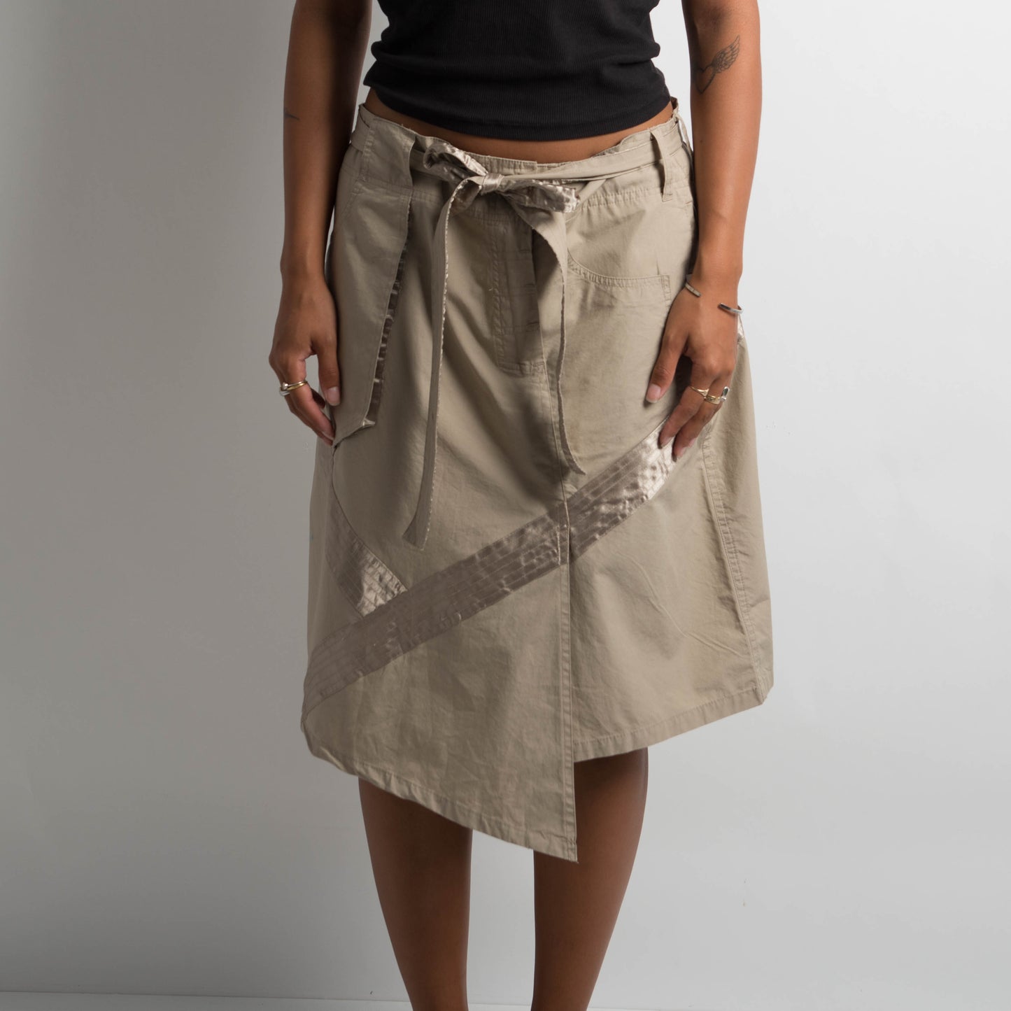 TAN ASYMMETRIC UTILITY SKIRT