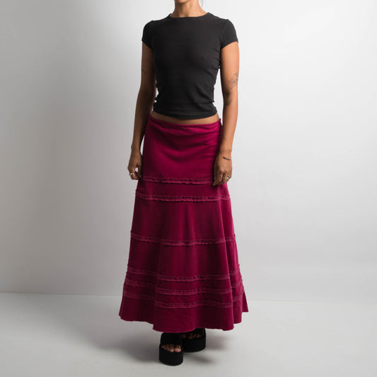 PINK CORDUROY LONGLINE SKIRT