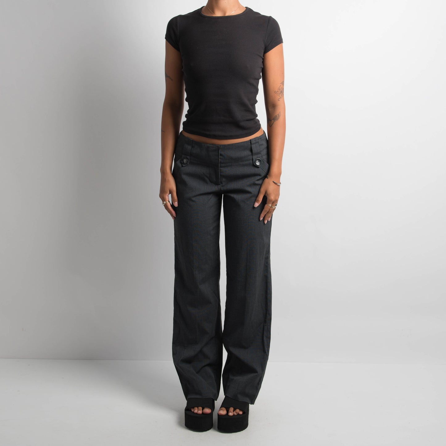 CHARCOAL BOOTCUT TROUSERS