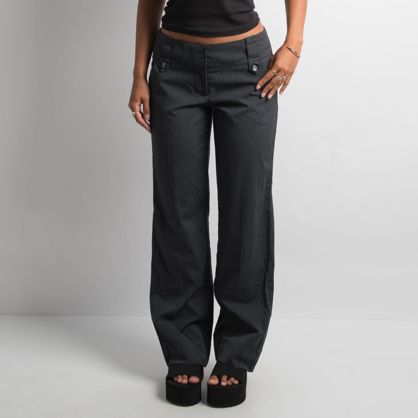 CHARCOAL BOOTCUT TROUSERS