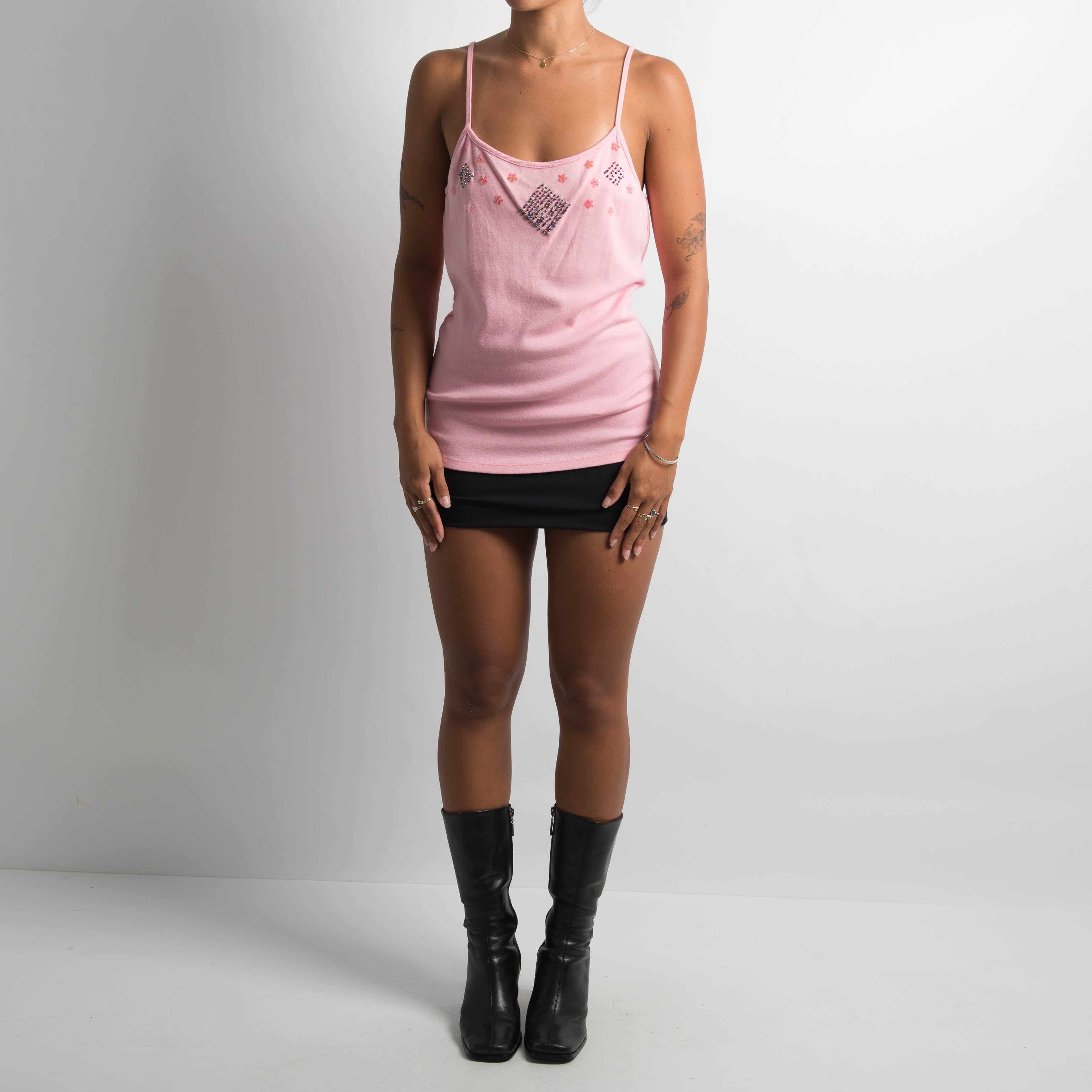 PINK BEADED CAMISOLE
