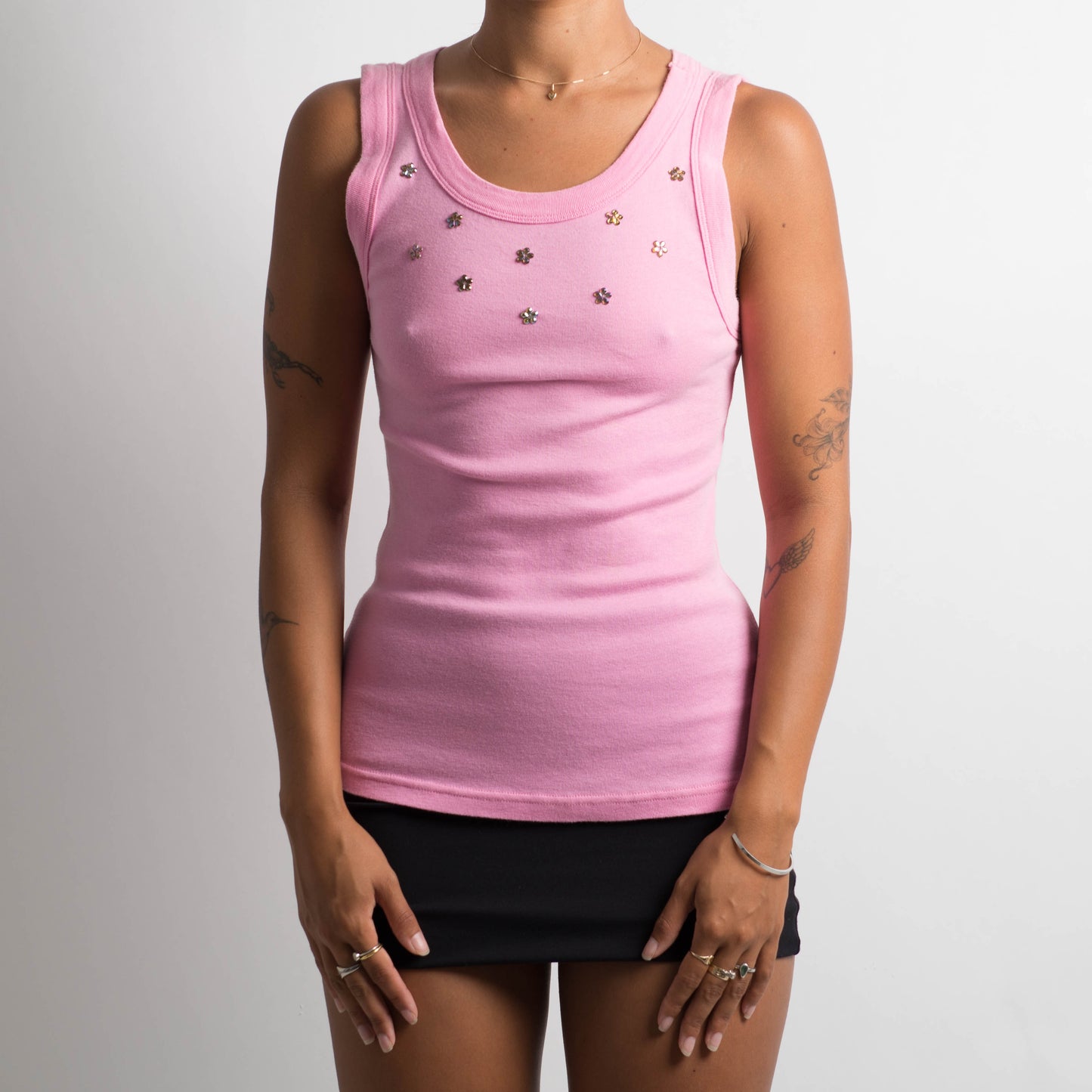 PINK BEADED TANK TOP