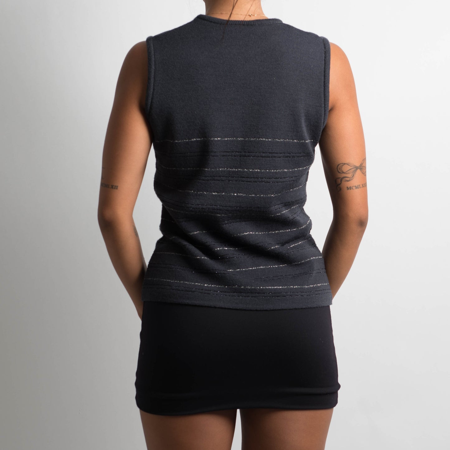 CHARCOAL WOOL SLEEVELESS TOP