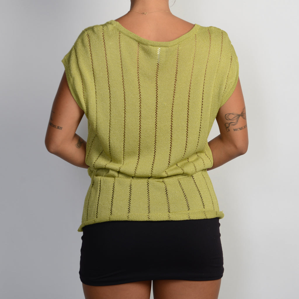 GREEN KNIT CROCHET TOP