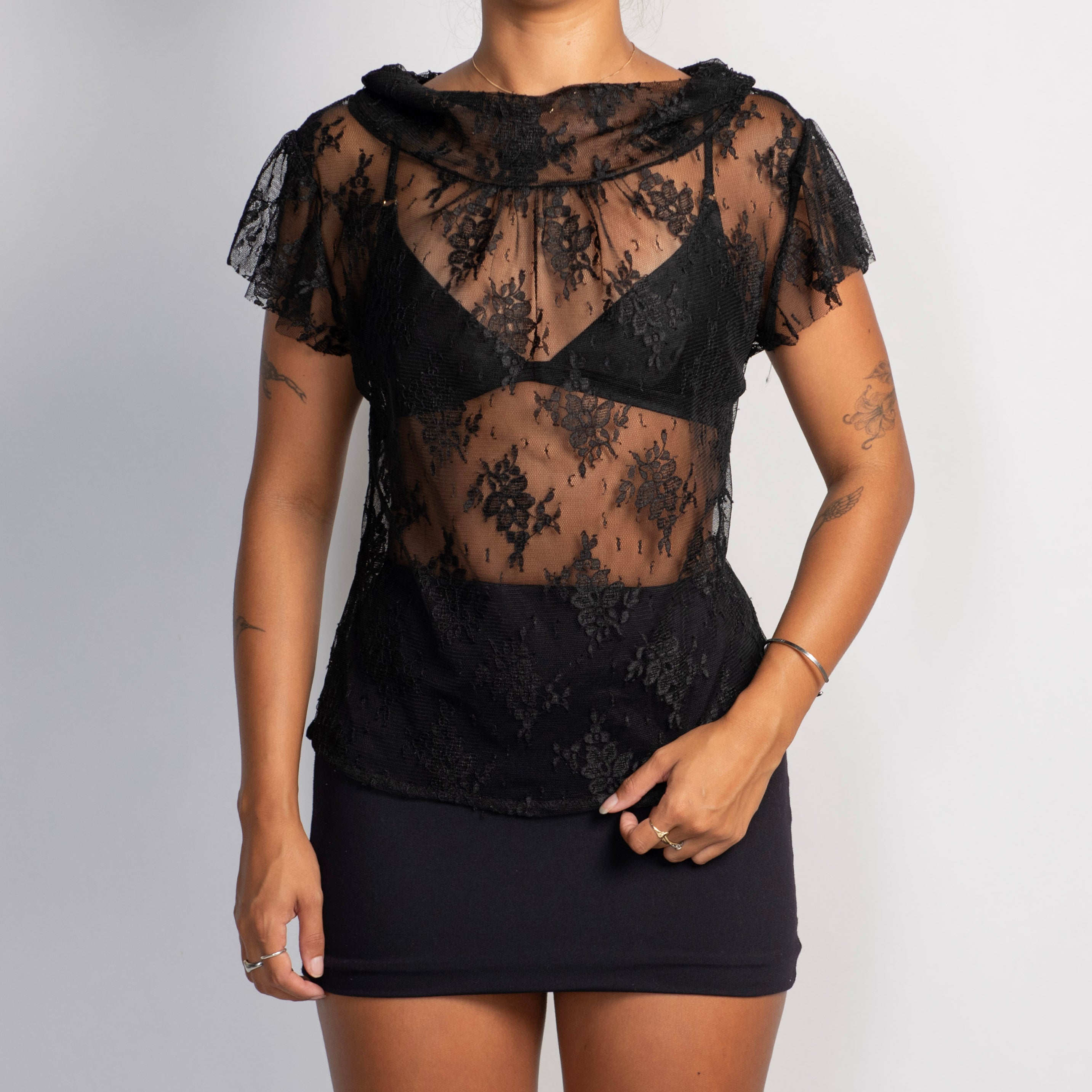 BLACK SHEER LACE TOP