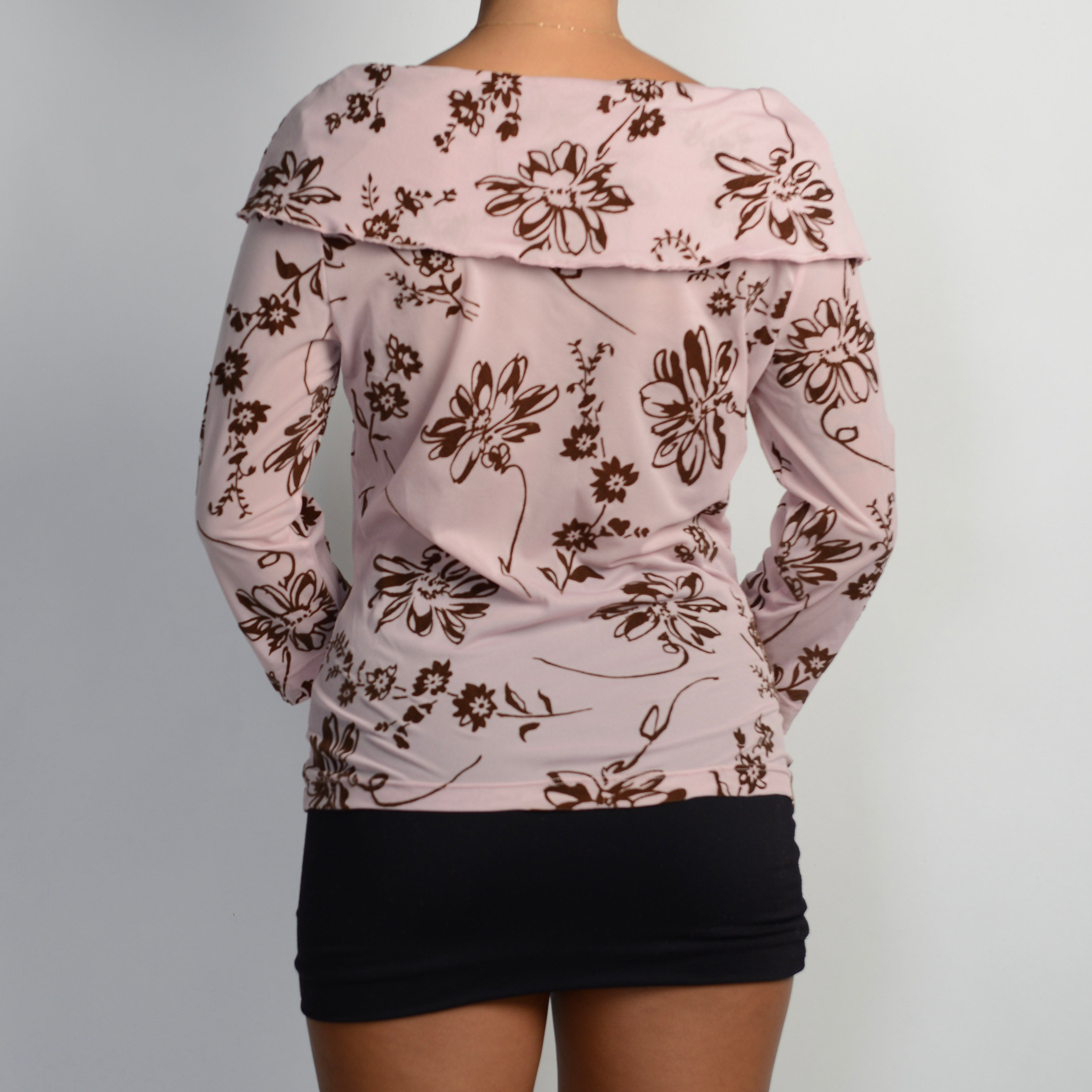 PINK FLORAL MESH TOP