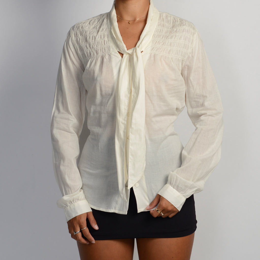 OFF WHITE TIE BLOUSE