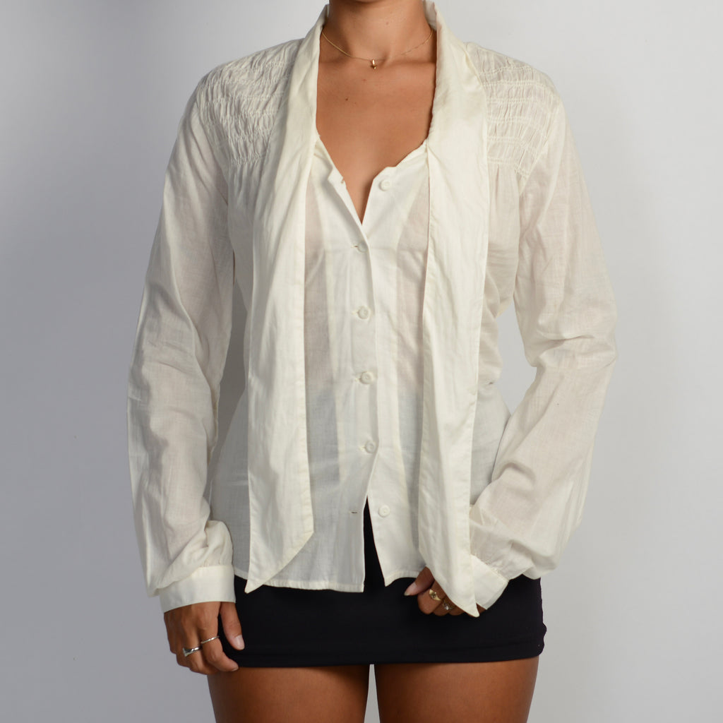 OFF WHITE TIE BLOUSE