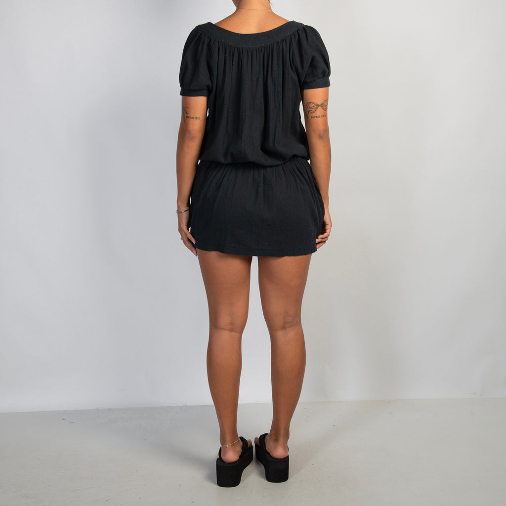 BLACK COTTON MINI DRESS