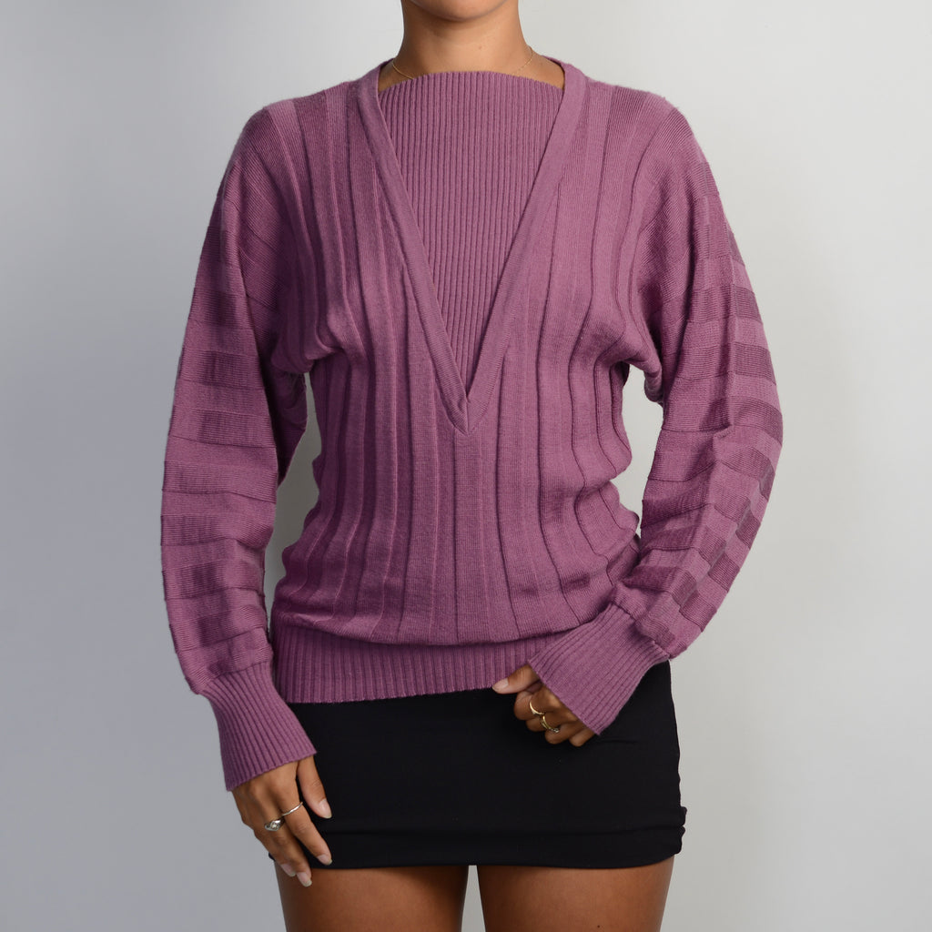 MAUVE RIBBED SWEATER