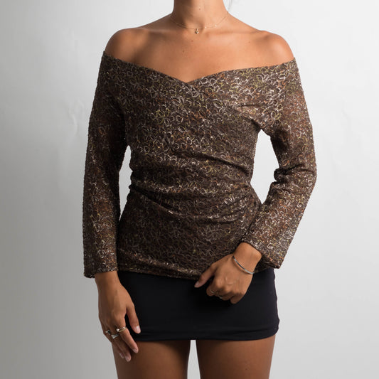 BROWN LACE LONG SLEEVE