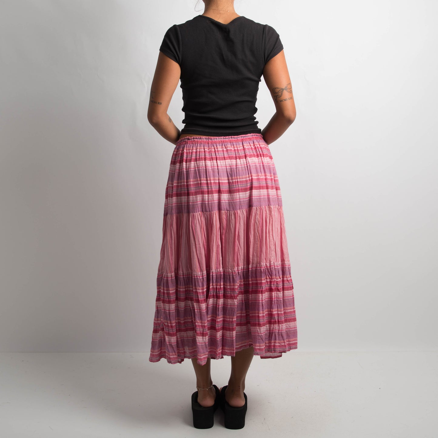 PINK STRIPED COTTON SKIRT