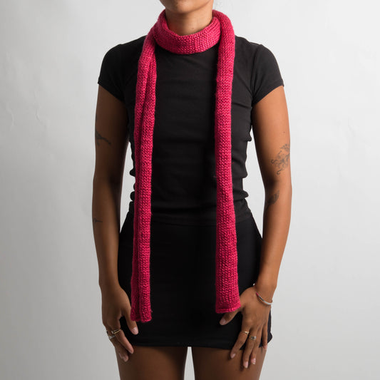 PINK KNIT SKINNY SCARF