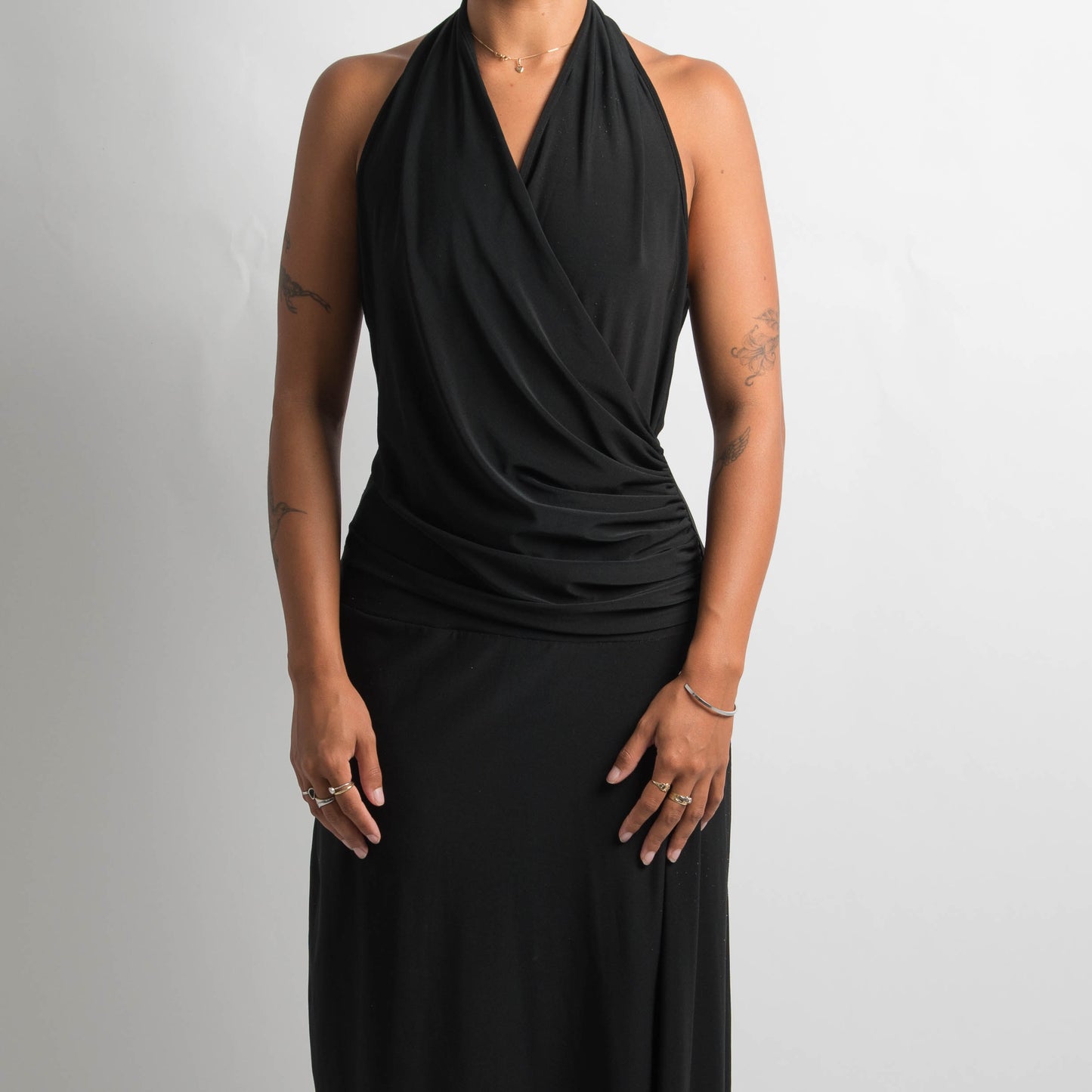 BLACK ASYMMETRIC EVENING DRESS