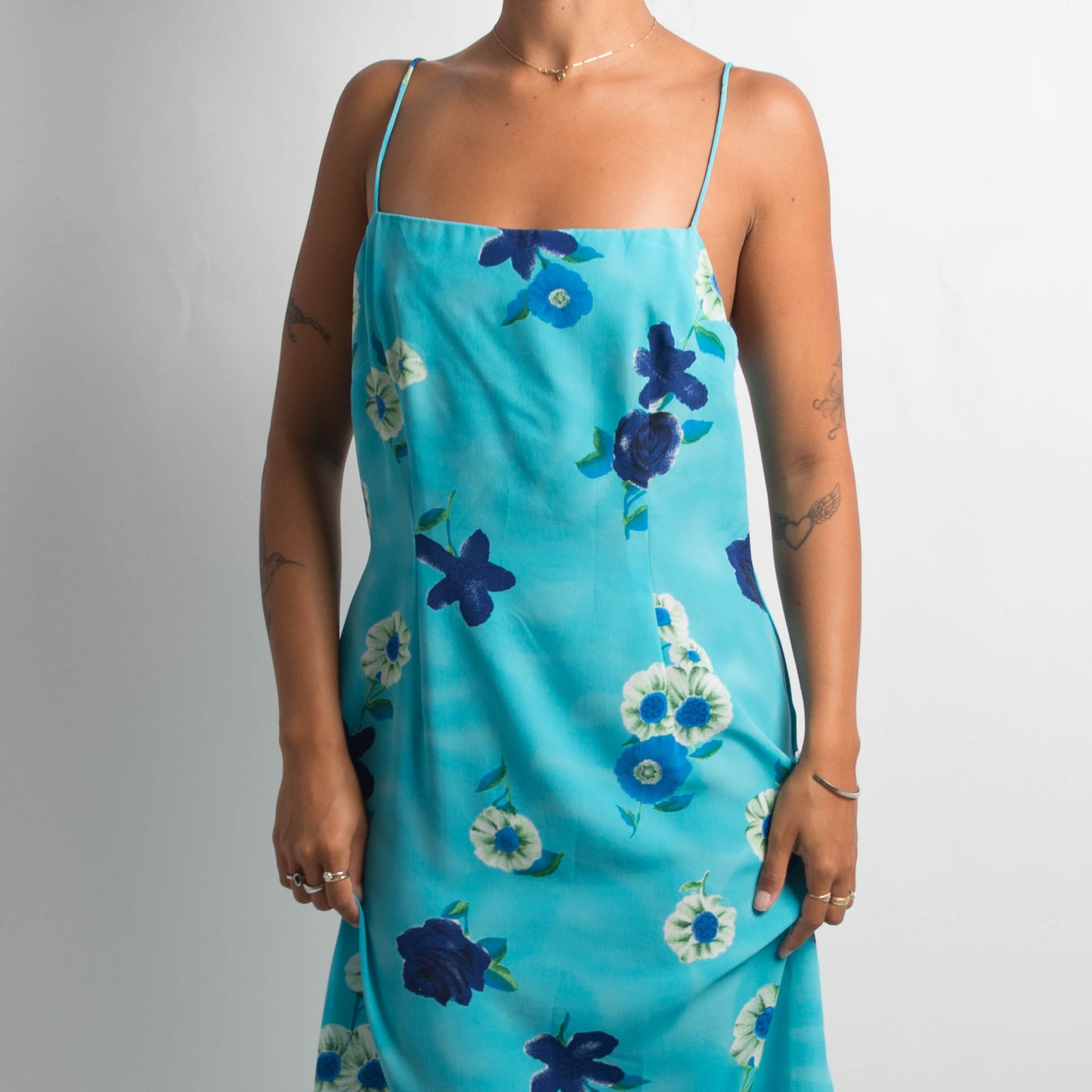 BLUE FLORAL MAXI DRESS