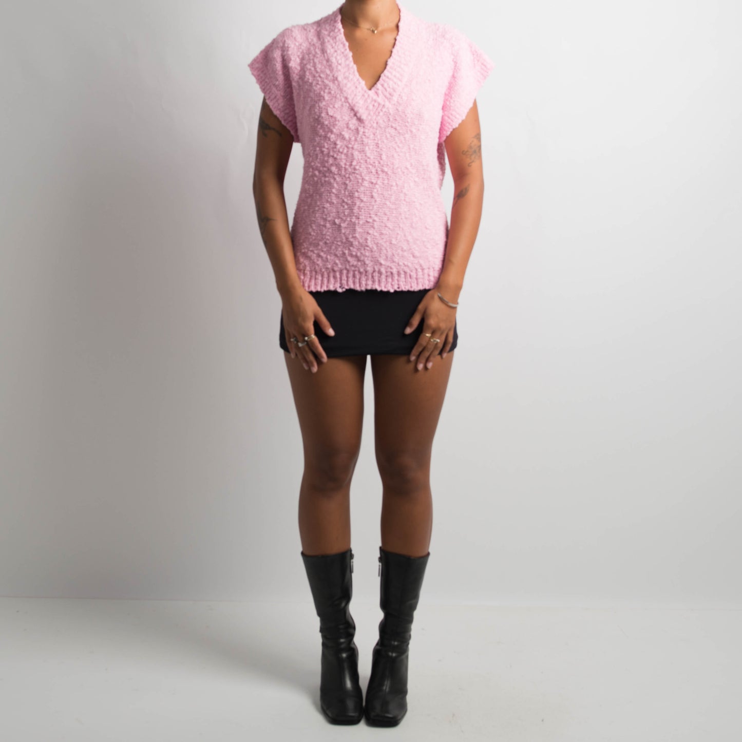 PINK V NECK KNIT VEST