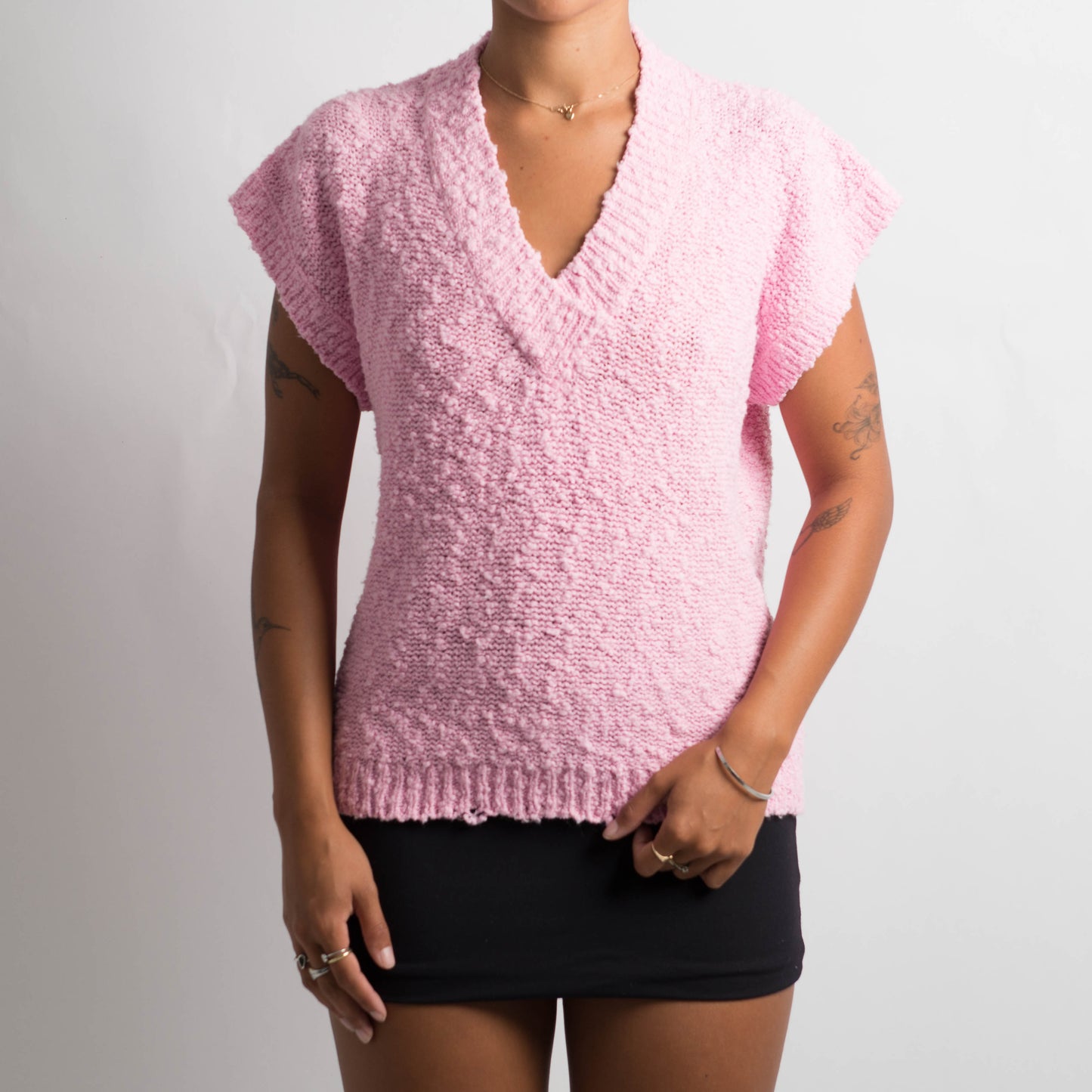 PINK V NECK KNIT VEST