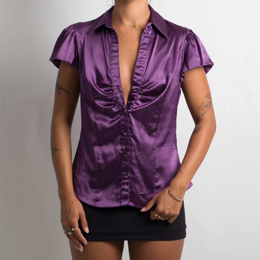 PURPLE SATIN BLOUSE