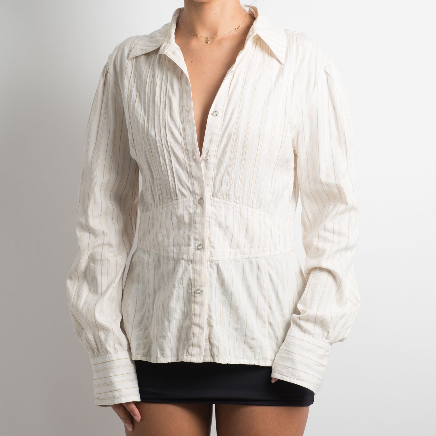 WHITE PINSTRIPE BLOUSE