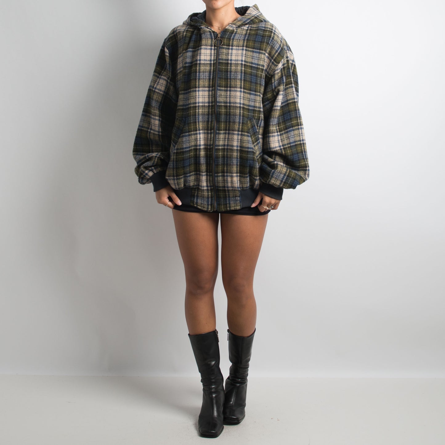 PLAID PADDED WOOL JACKET