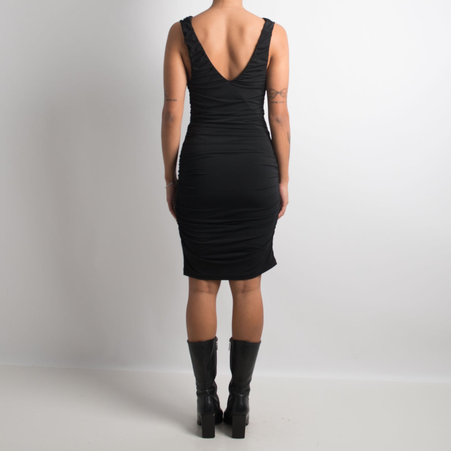 BLACK RUCHED DRESS