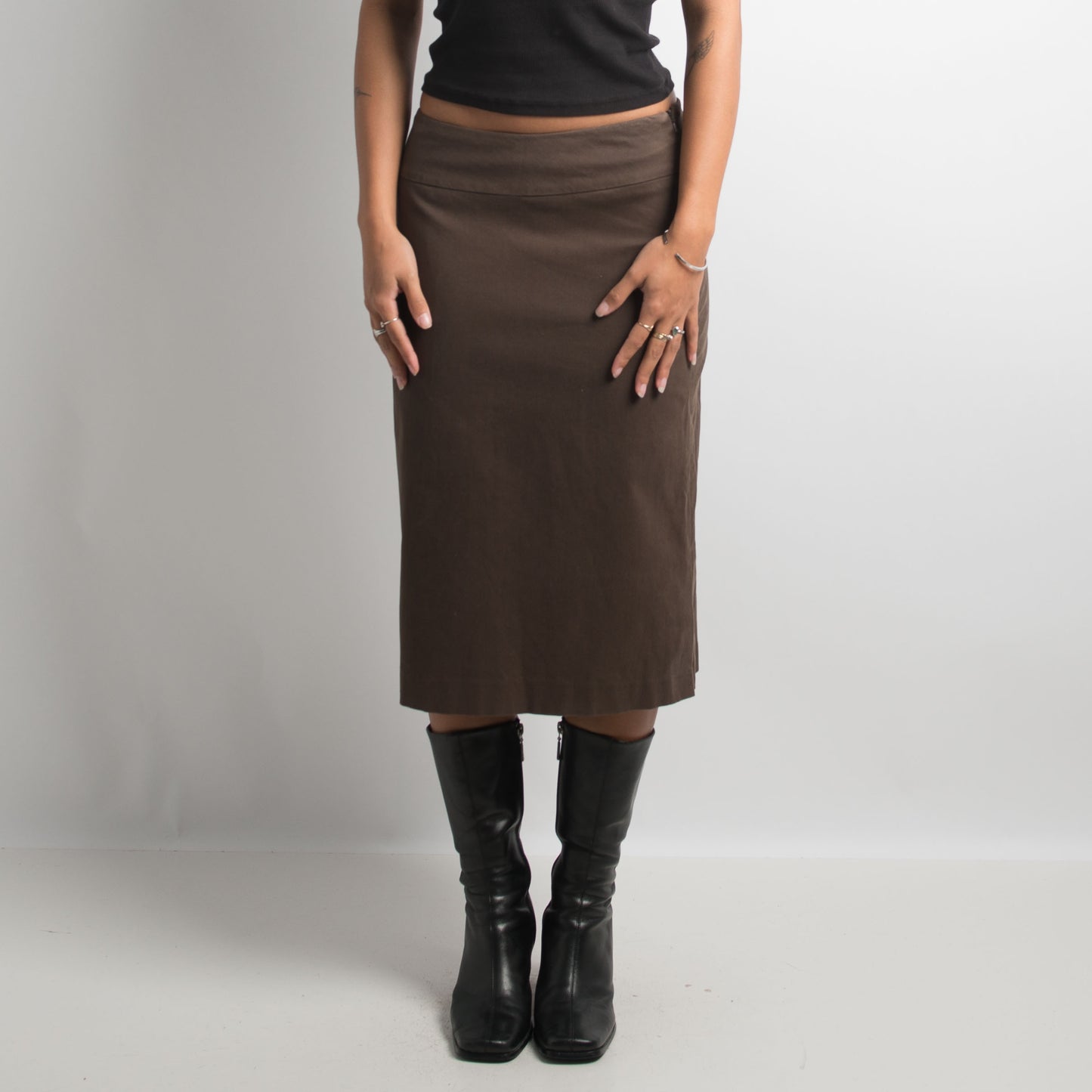 BROWN MIDI SKIRT