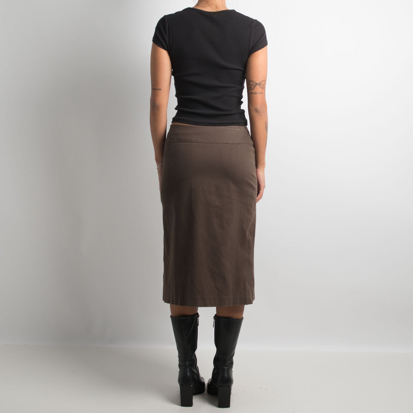 BROWN MIDI SKIRT