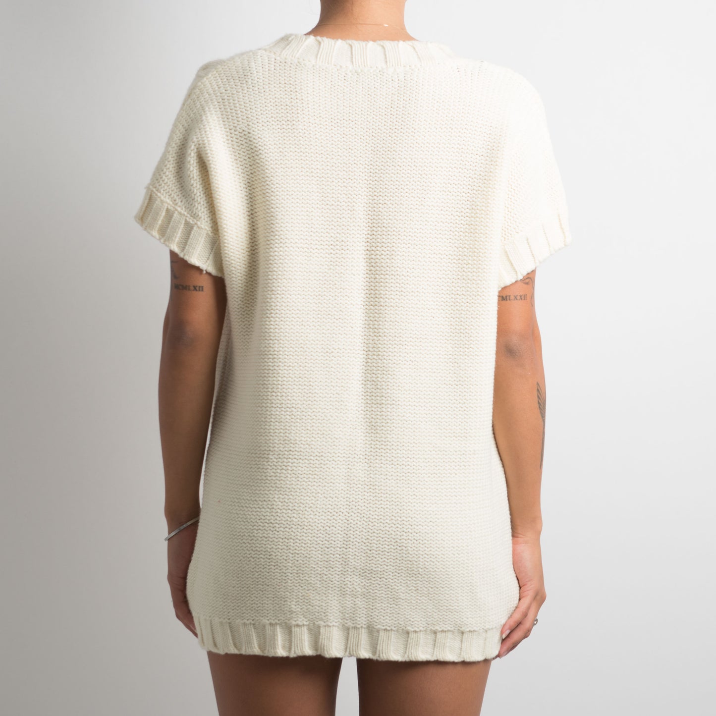 CREAM SHORT SLEEVE CARDIGAN