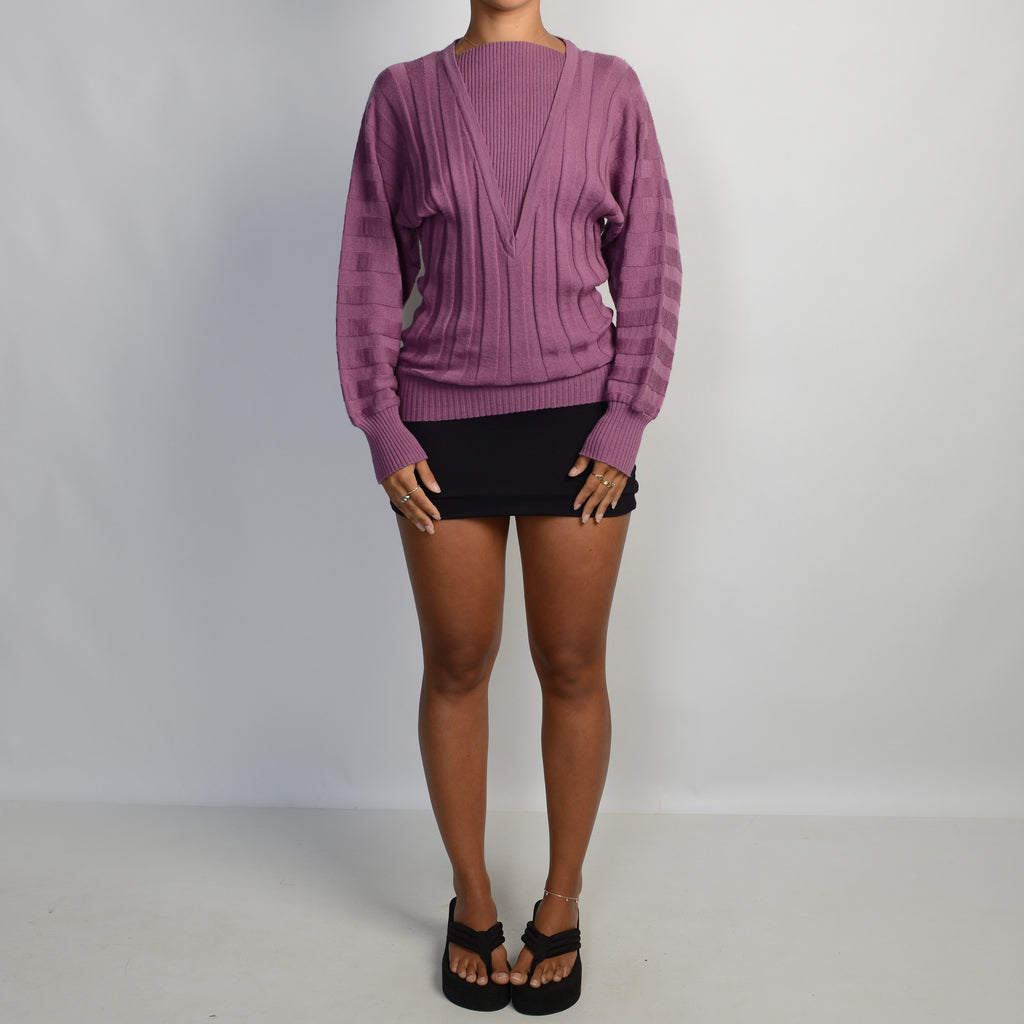 MAUVE RIBBED SWEATER