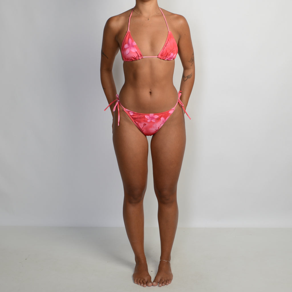 PINK FRANGIPANI STRING BIKINI