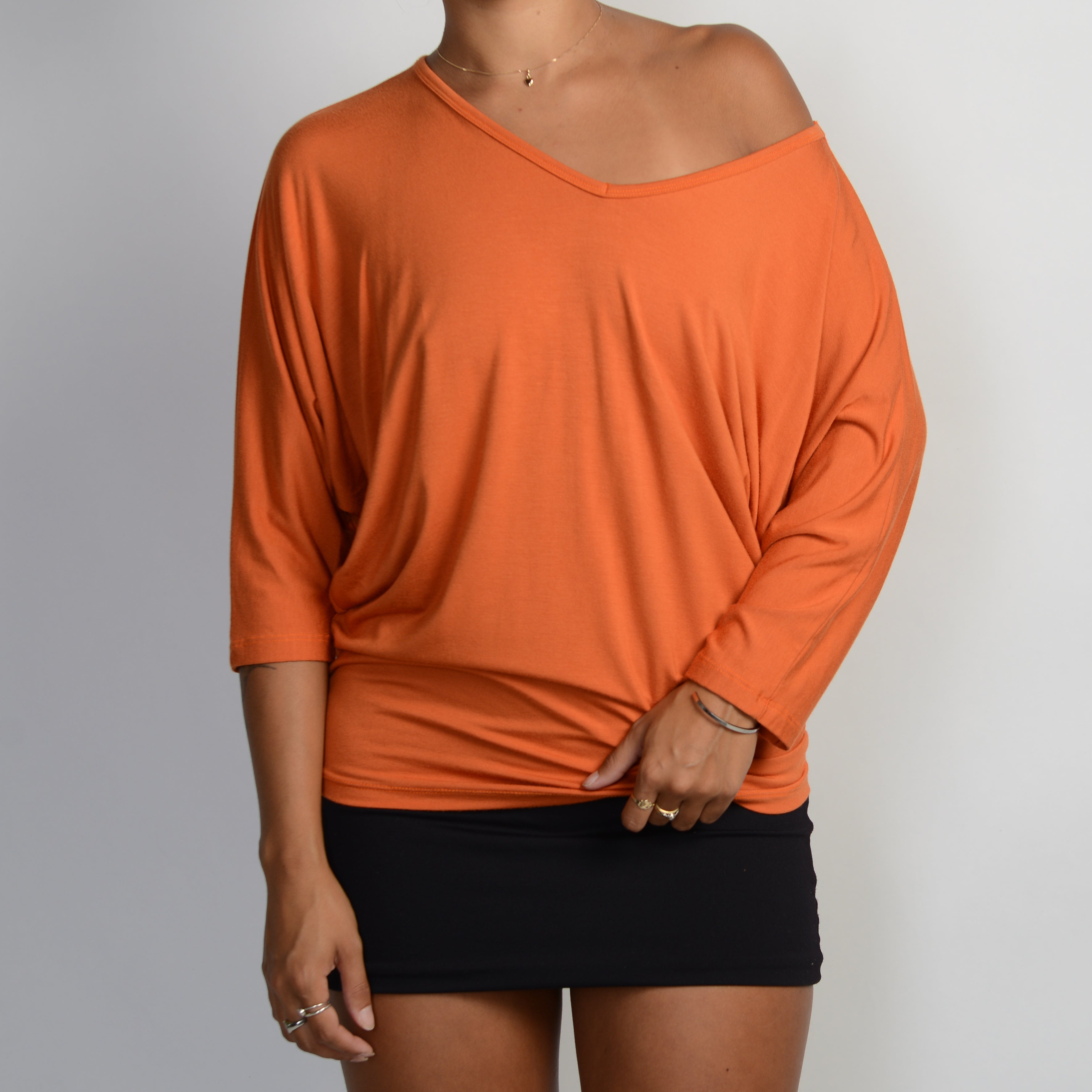 ORANGE BATWING TOP