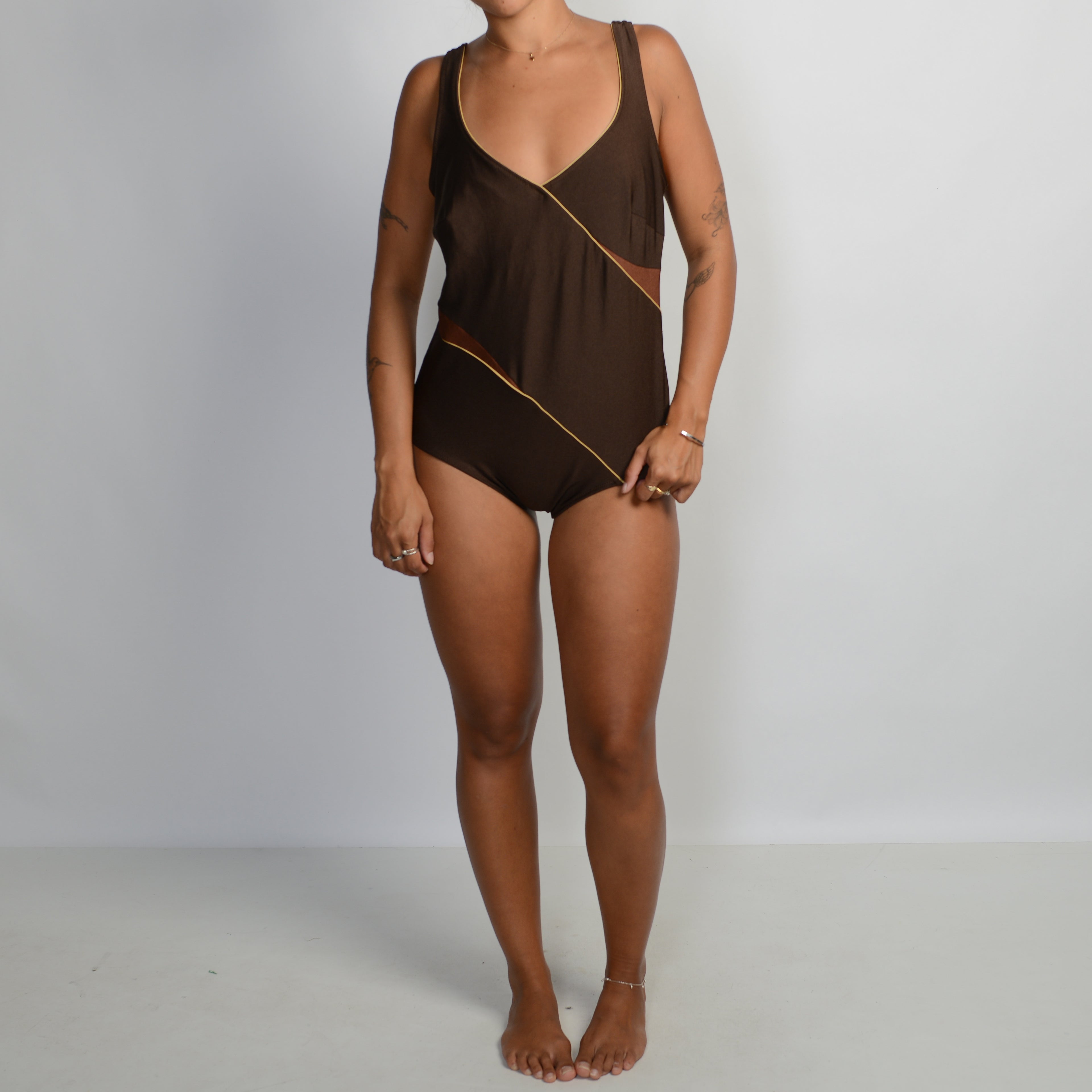 BROWN ONE PIECE SWIMSUIT