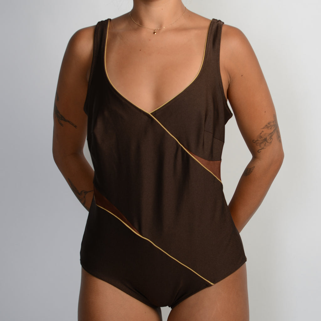 BROWN ONE PIECE SWIMSUIT