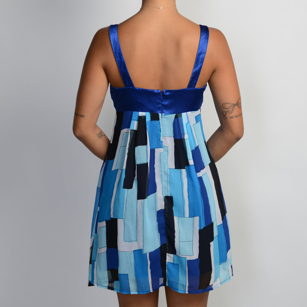 COBALT PATTERN MINI DRESS