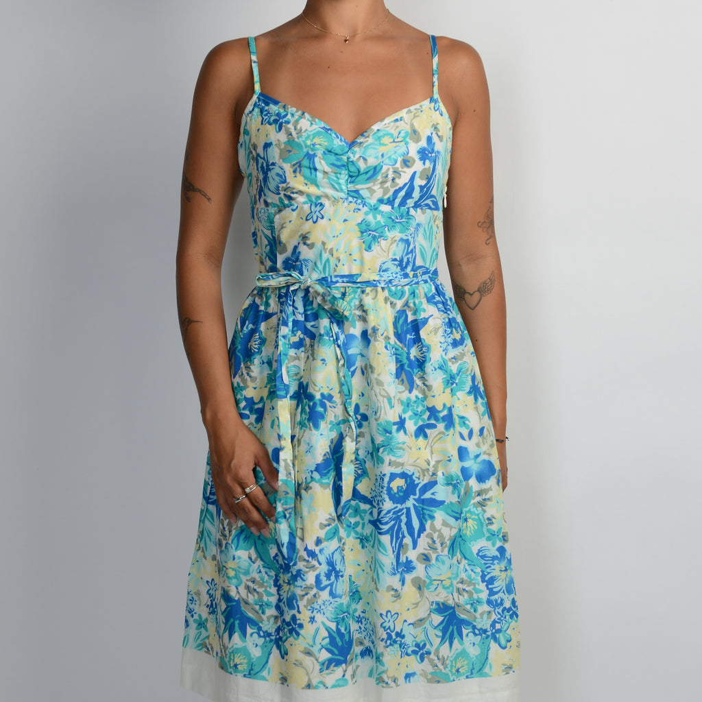 BLUE FLORAL MIDI DRESS