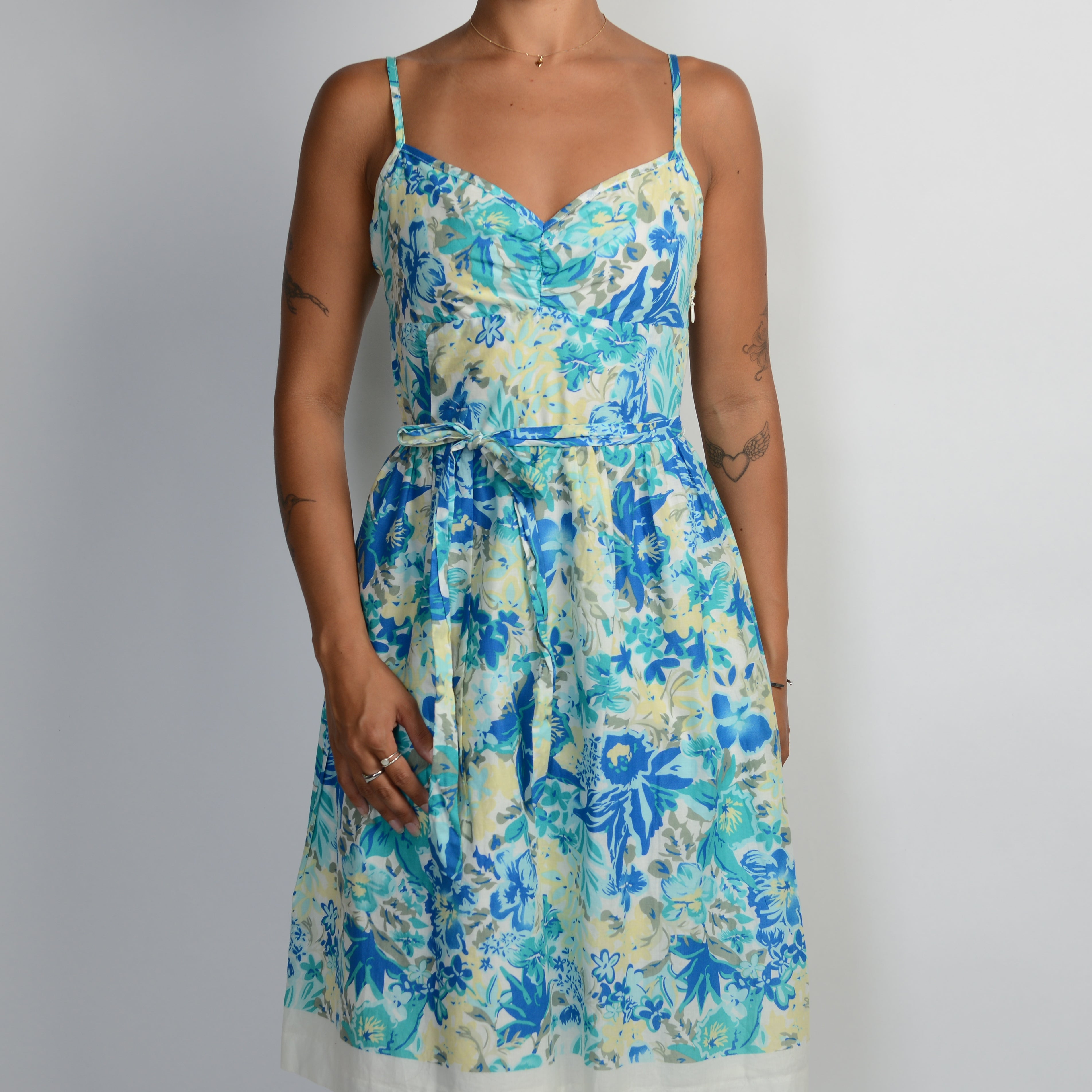 BLUE FLORAL MIDI DRESS