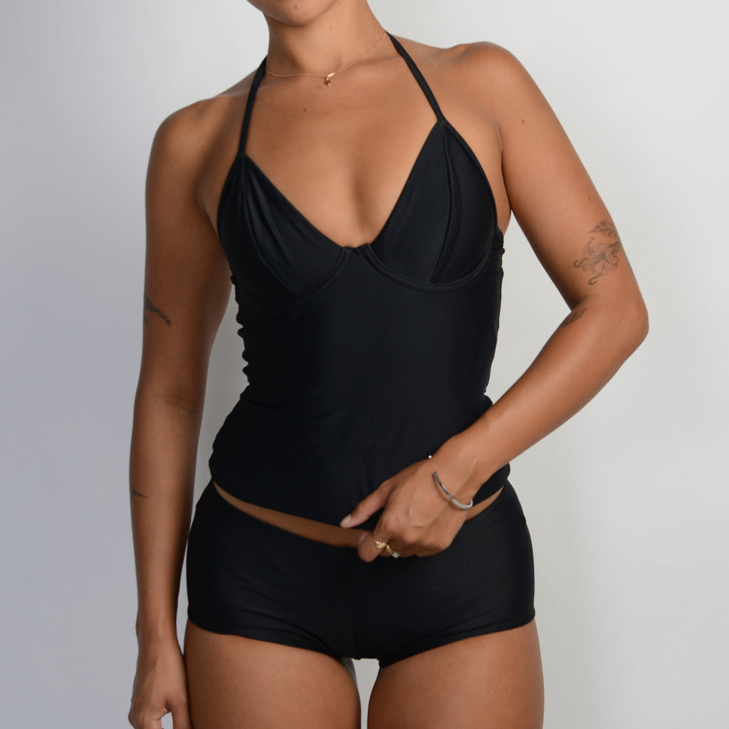BLACK UNDERWIRE TANKINI TOP