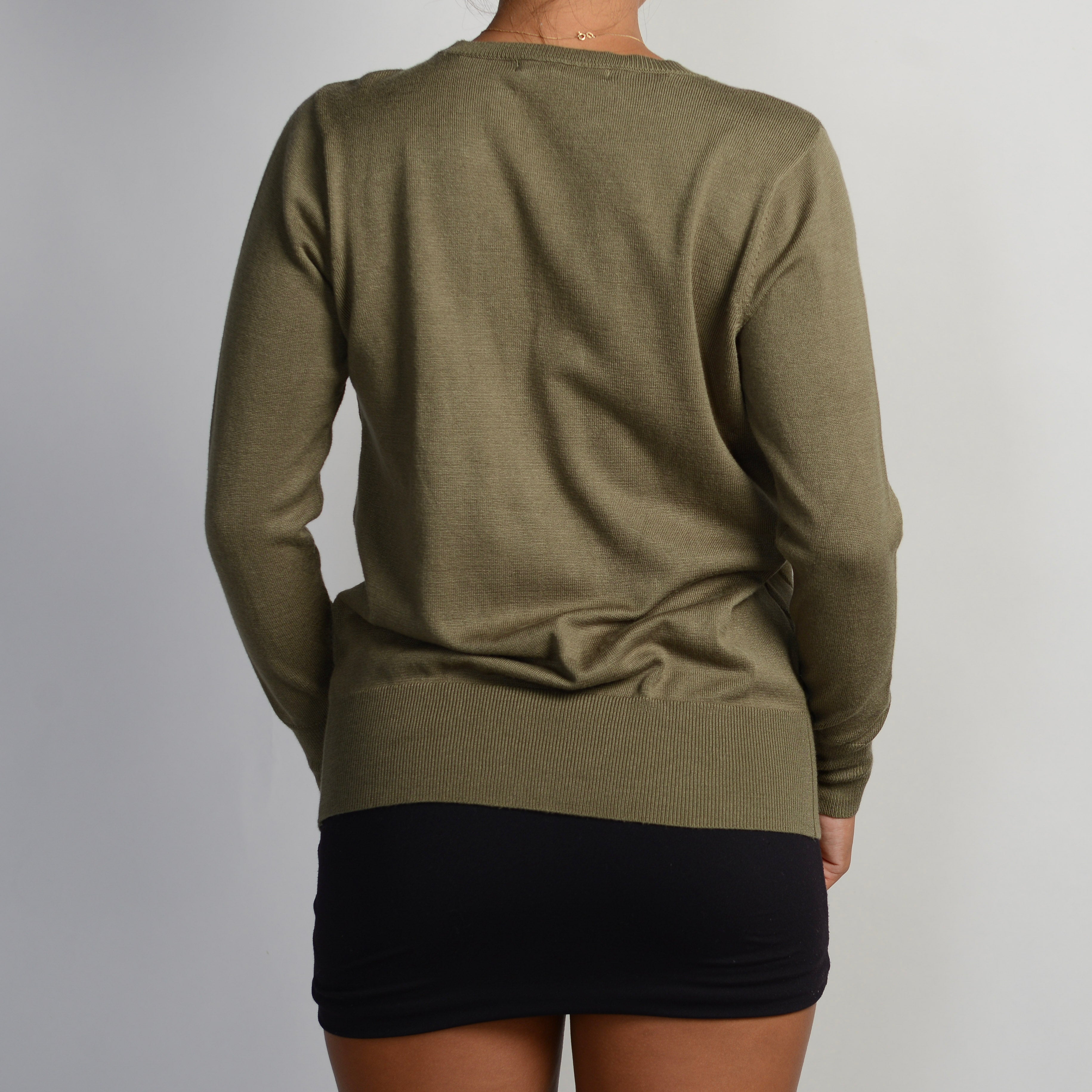 KHAKI KNIT LONG SLEEVE TOP