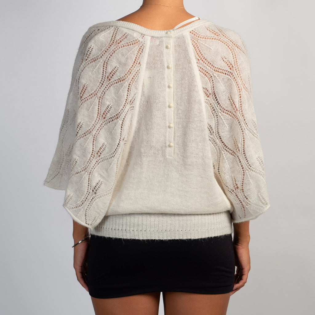 CREAM MOHAIR KNIT TOP