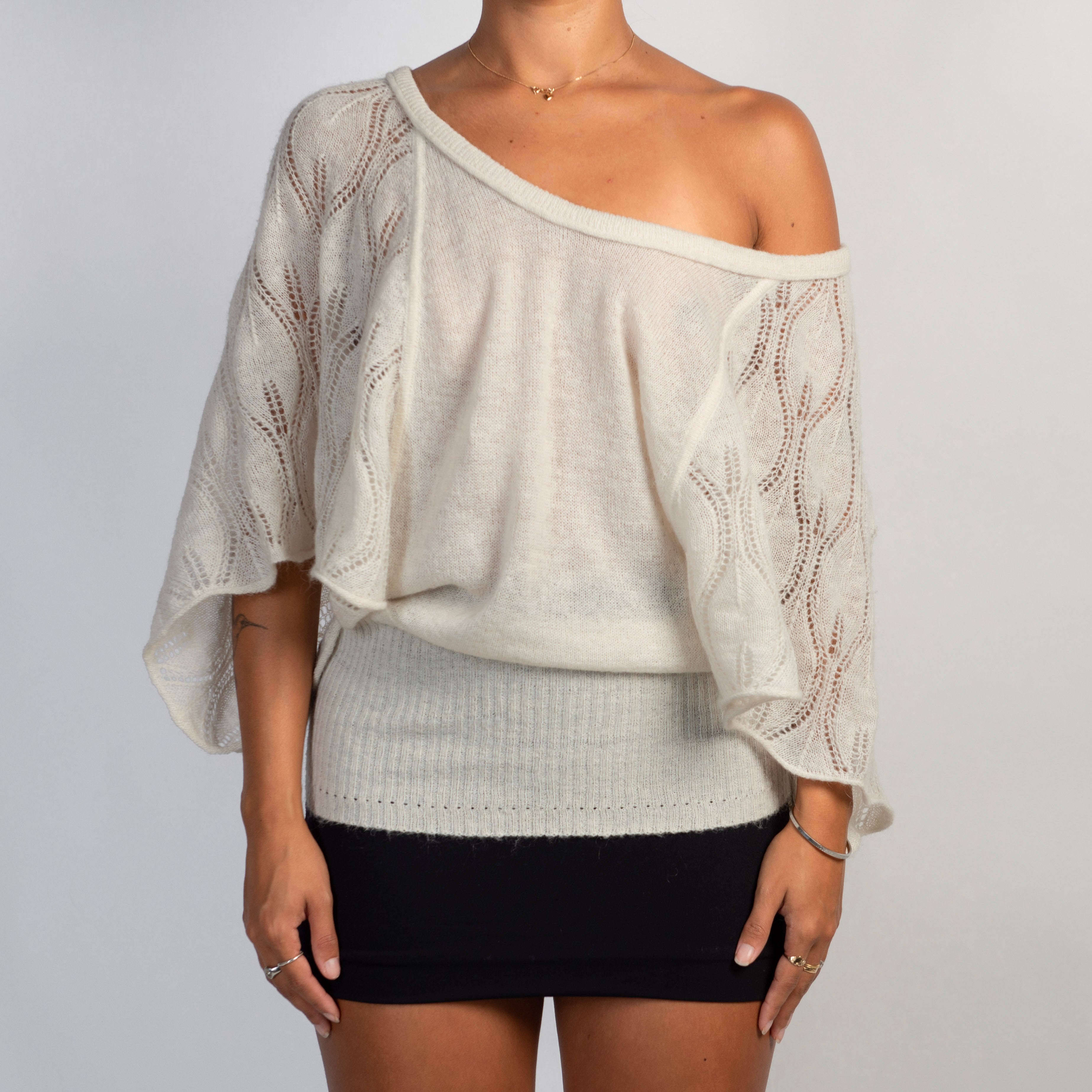 CREAM MOHAIR KNIT TOP