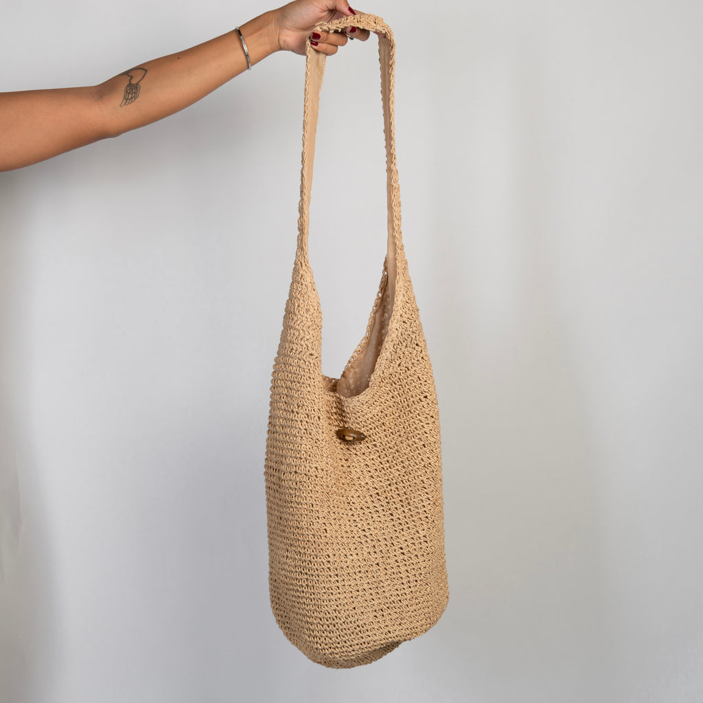 TAN CROCHET CROSSBODY BAG
