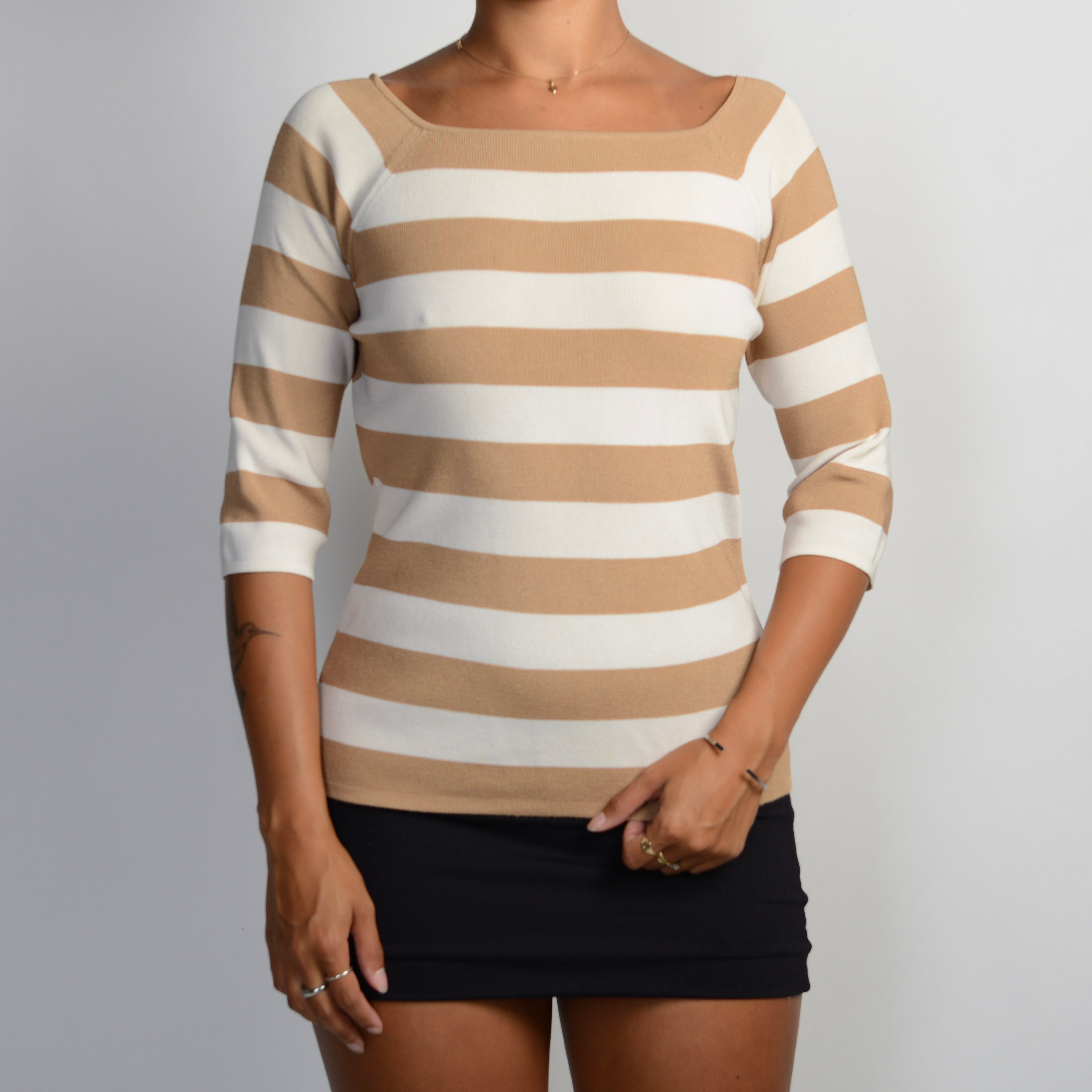 3/4 SLEEVE STRIPE TOP