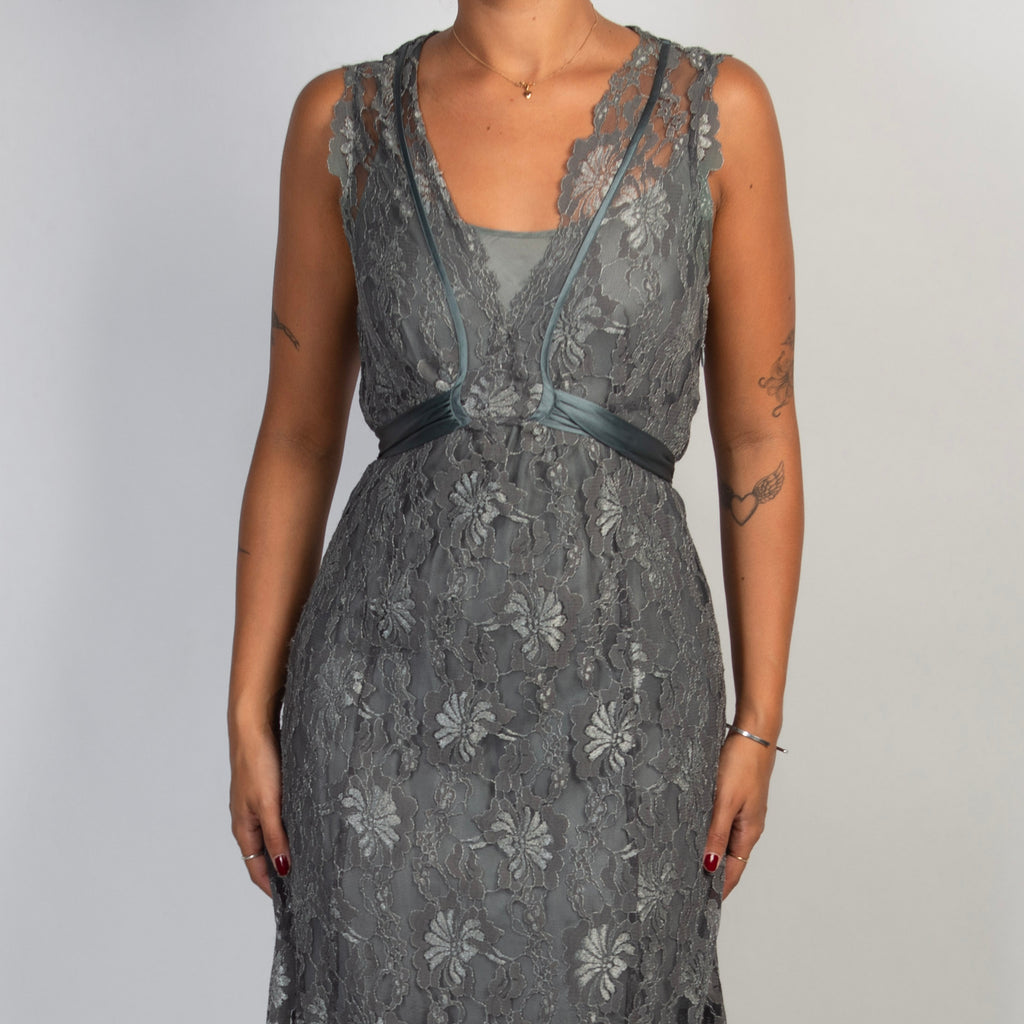 GREY BLUE LACE DRESS